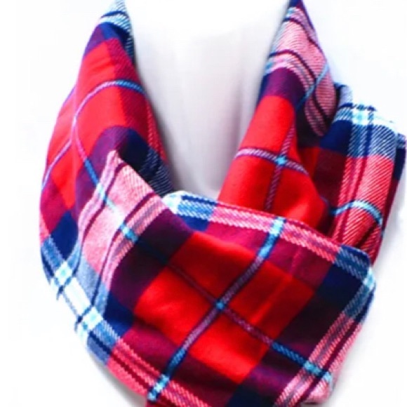 Cashmere plaid Scarf Red new - Picture 6 of 10